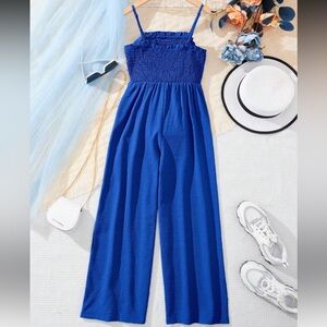 Girl’s Blue Spaghetti Strap Jumpsuit Romper